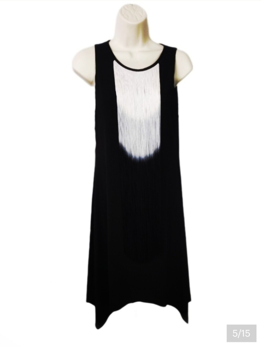 Ronni Nicole Dress Sleeveless Fringed Panel Black Size 6 - Picture 5 of 15